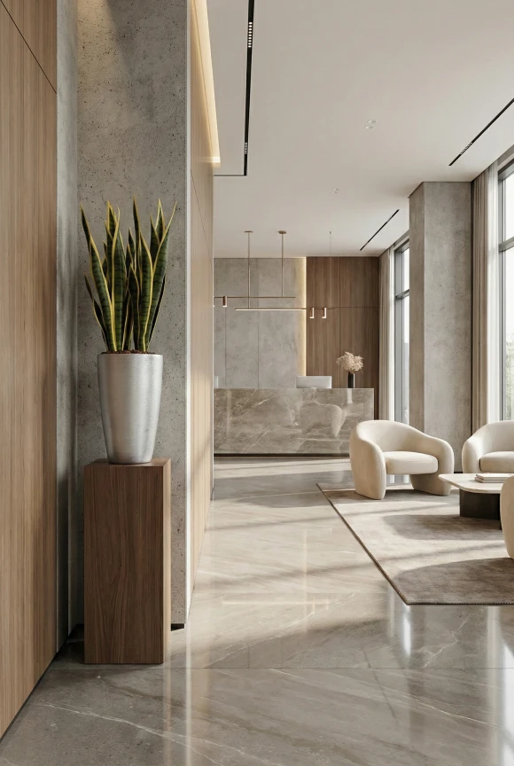 Artificial Snake Plant in Tall Silver Buxley Pot - 62cm