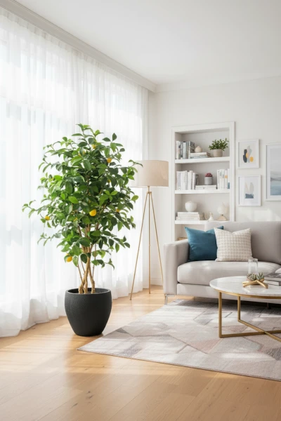 Image of Lemon Tree in Black Easington Pot - 150cm