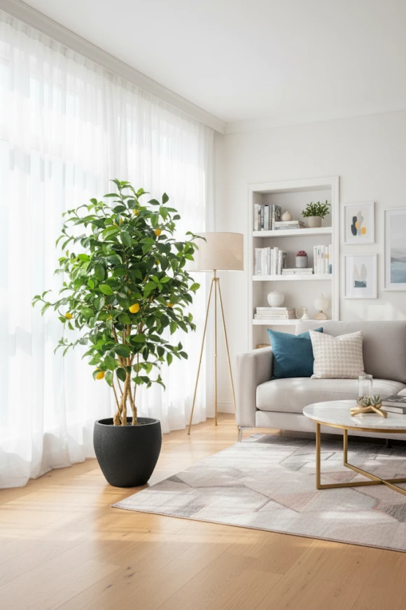 Image of Lemon Tree in Black Easington Pot - 150cm