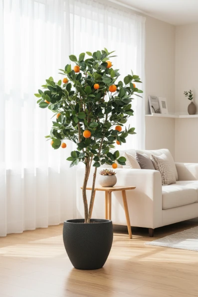 Artificial Orange Tree in Black Easington Pot - 150cm