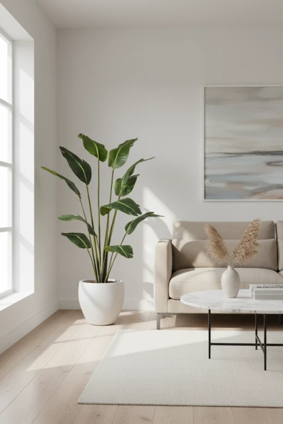 Artificial Bird of Paradise in White Easington Pot - 180cm