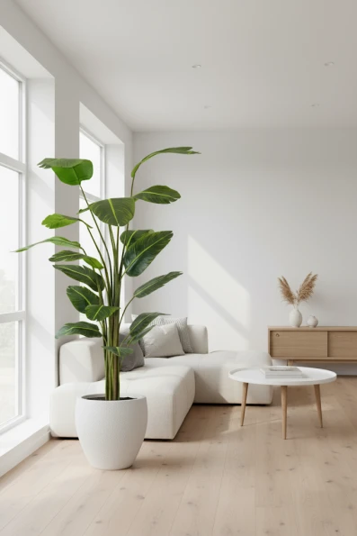 Artificial Bird of Paradise in White Easington Pot - 240cm