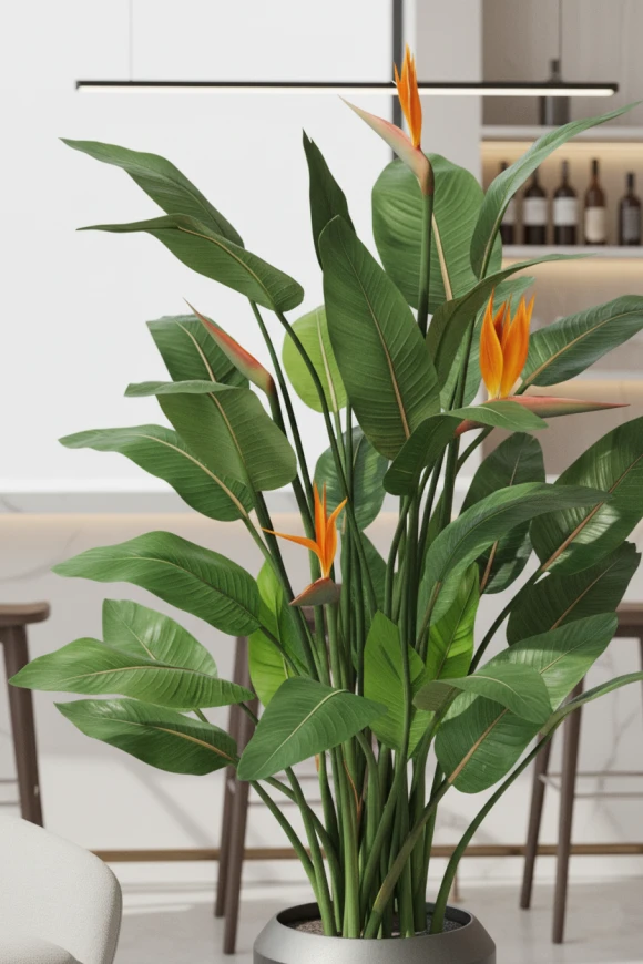 Image of Flowering Bird of Paradise in Earle Dumpy Pot - 120cm