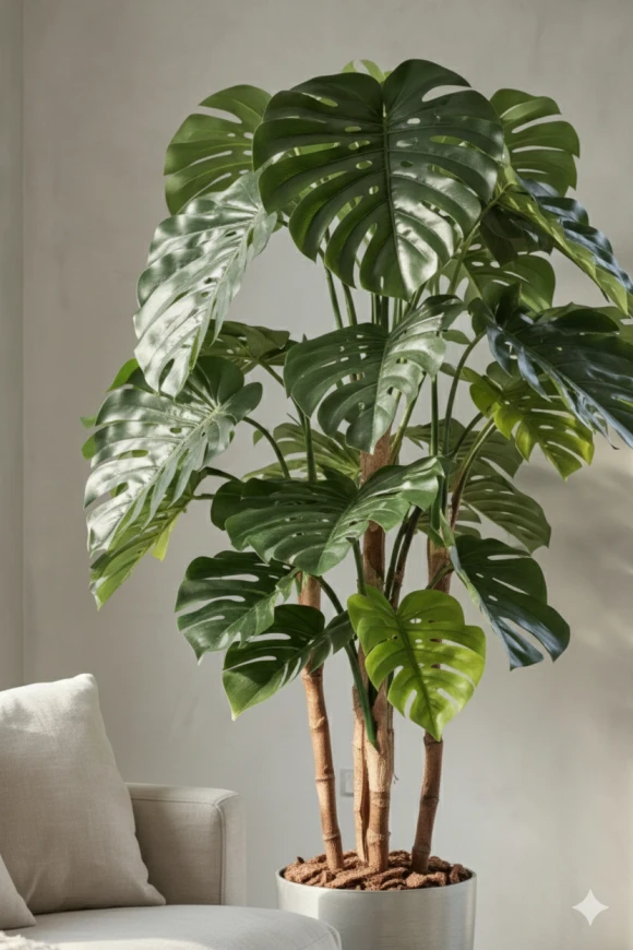 Artificial Monstera in Silver Buxley Pot - 165cm