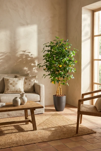 Artificial Lemon Tree in Charcoal Buxley Pot - 150cm