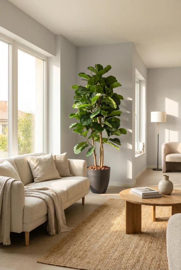 Artificial Fiddle Tree in Charcoal Buxley Pot - 150cm