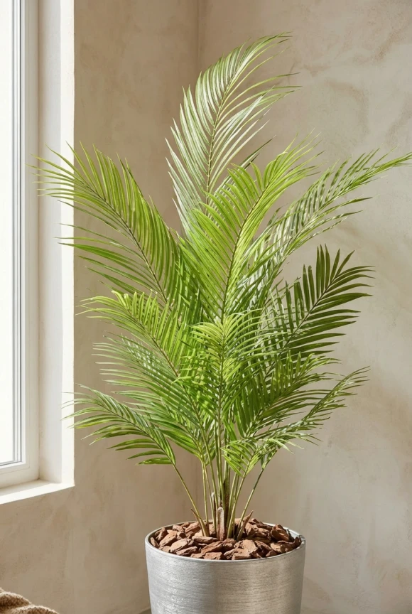 Artificial Areca Palm in Silver Buxley Pot - 120cm