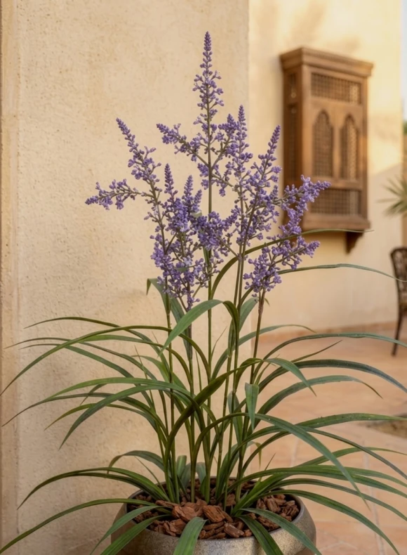 Outdoor Artificial Lavender Grass in Mocha Earle Dumpy Pot - 110cm