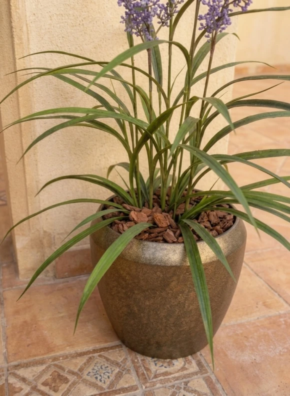 Outdoor Artificial Lavender Grass in Mocha Earle Dumpy Pot - 110cm