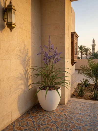 Outdoor Artificial Lavender Grass in White Easington Pot - 110cm