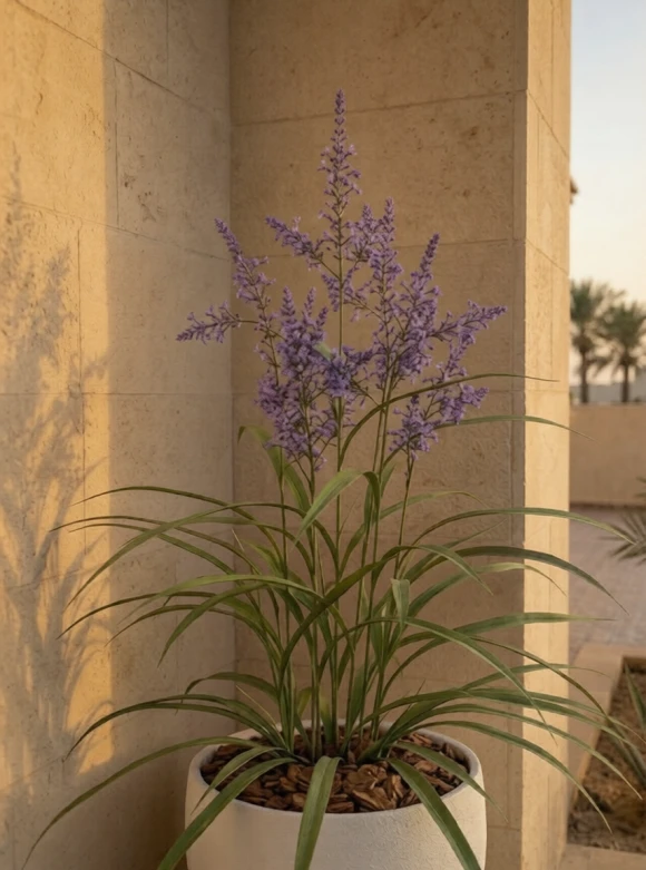 Outdoor Artificial Lavender Grass in White Easington Pot - 110cm