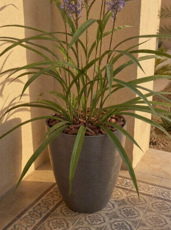 Outdoor Artificial Lavender Grass in Charcoal Buxley Pot - 110cm