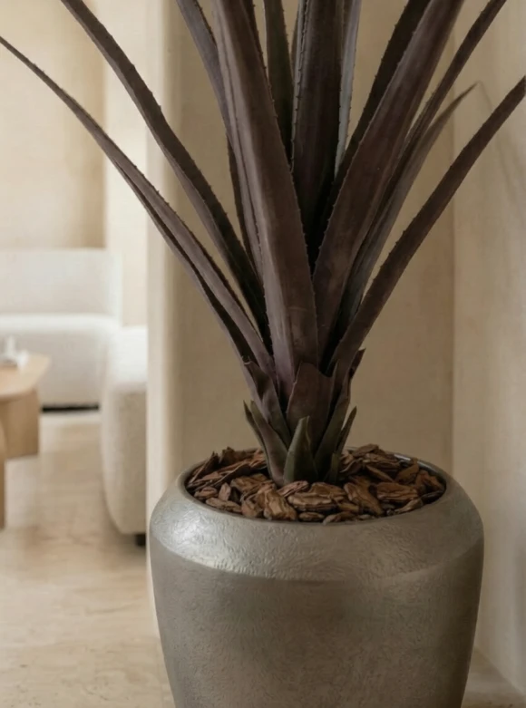 Artificial Screw Pine in Slate Earle Dumpy Pot - 110cm