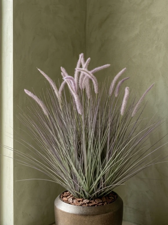 Artificial Dogtail Grass in Mocha Earle Dumpy Pot - 110cm