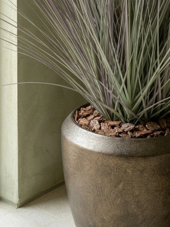 Artificial Dogtail Grass in Mocha Earle Dumpy Pot - 110cm