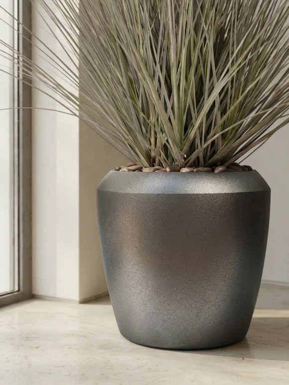 Artificial Dogtail Grass in Slate Earle Dumpy Pot - 110cm