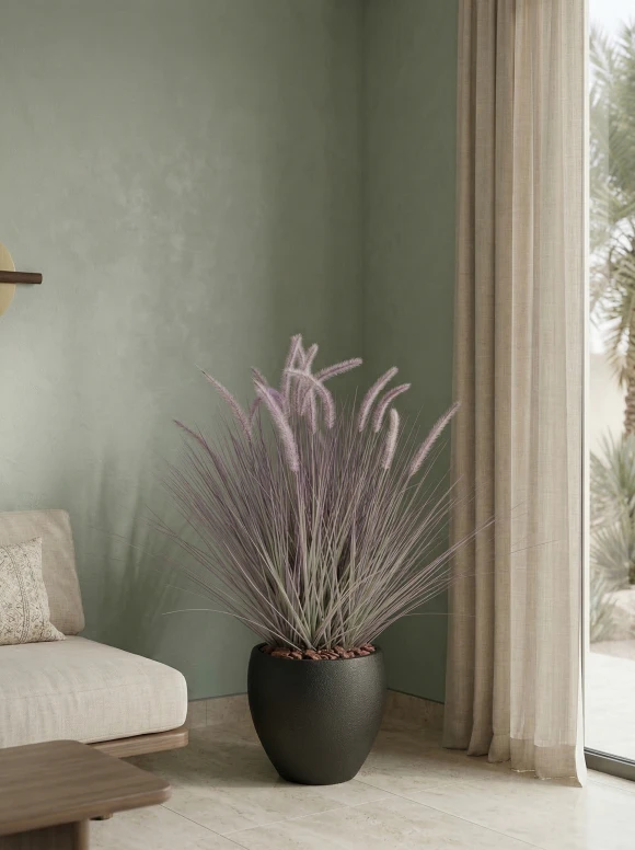 Artificial Dogtail Grass in Black Easington Pot - 110cm