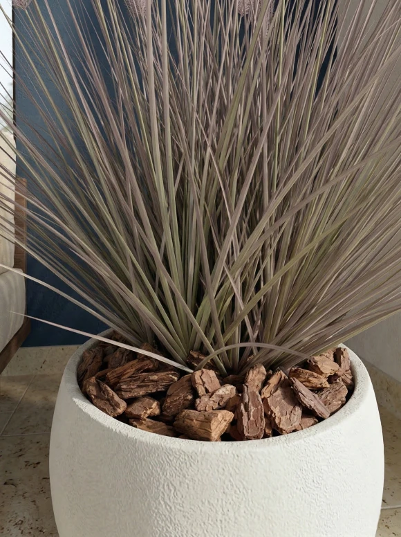 Artificial Dogtail Grass in White Easington Pot - 110cm