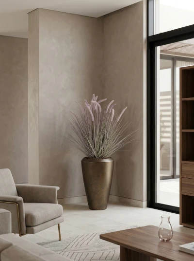 Artificial Dogtail Grass in Mocha Tall Earle Pot - 130cm