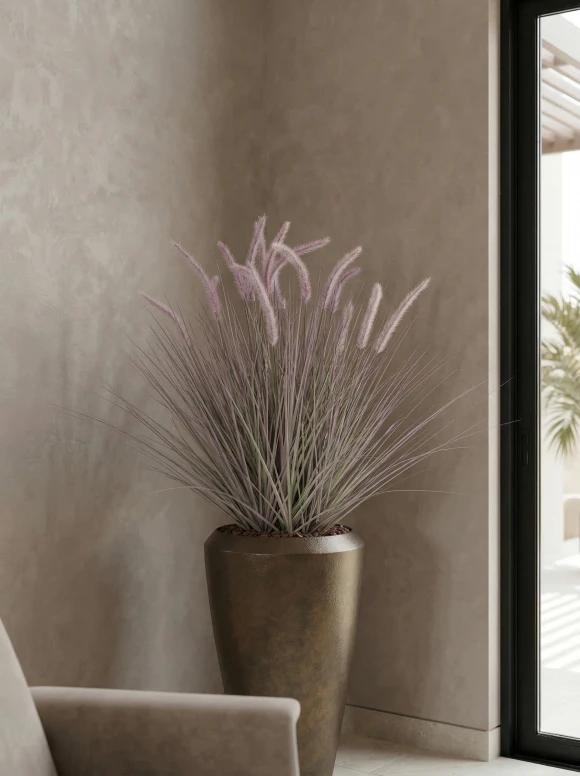 Artificial Dogtail Grass in Mocha Tall Earle Pot - 130cm