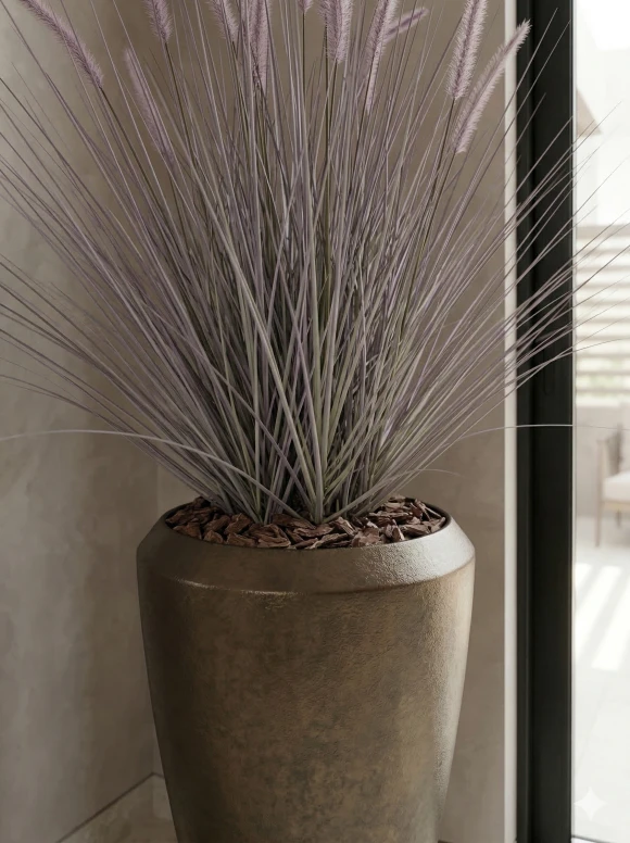Artificial Dogtail Grass in Mocha Tall Earle Pot - 130cm