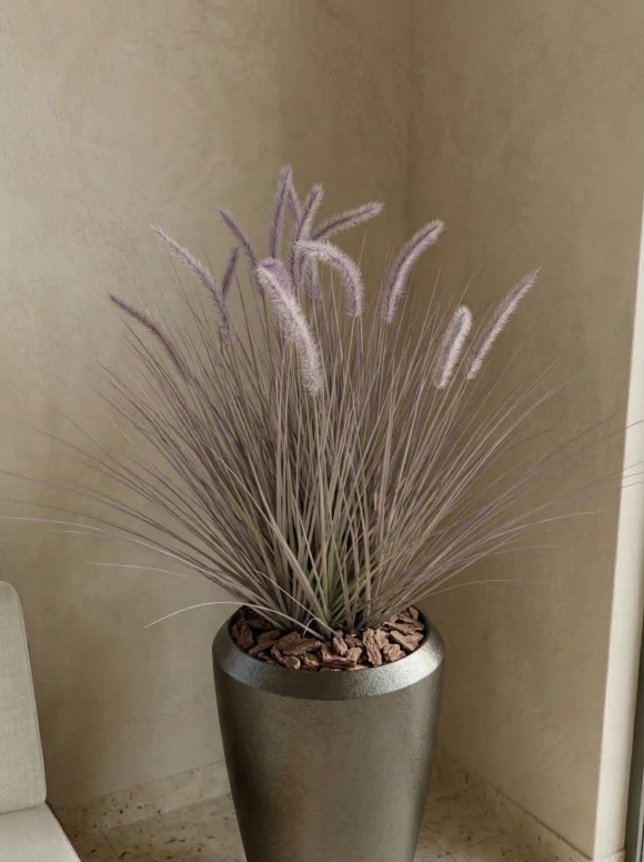 Artificial Dogtail Grass in Slate Tall Earle Pot - 130cm