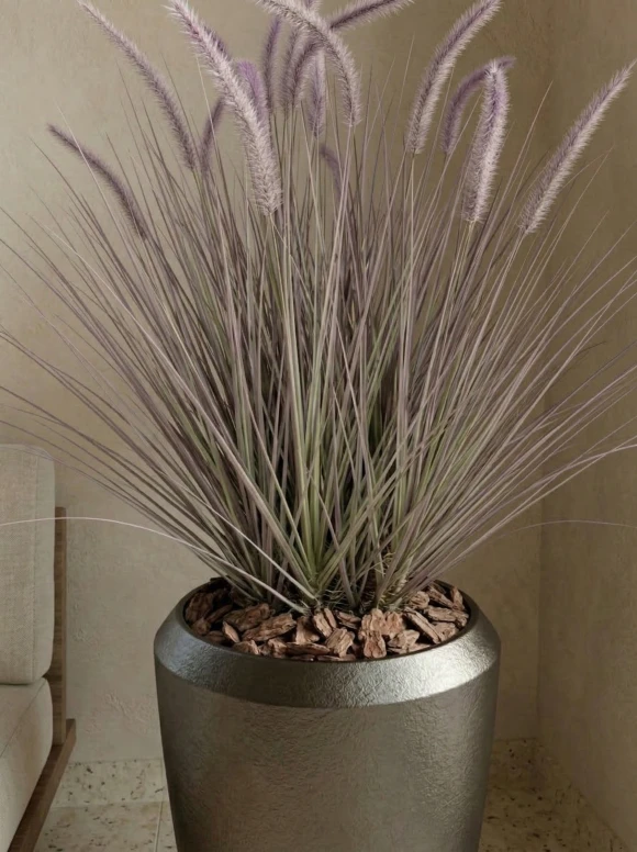 Artificial Dogtail Grass in Slate Tall Earle Pot - 130cm
