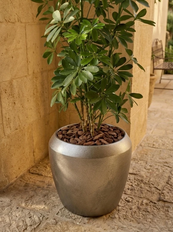 Outdoor Artificial Pittosporum in Slate Earle Dumpy Pot - 120cm