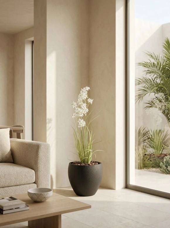 Artificial Allium Grass in Black Easington Pot - 130cm