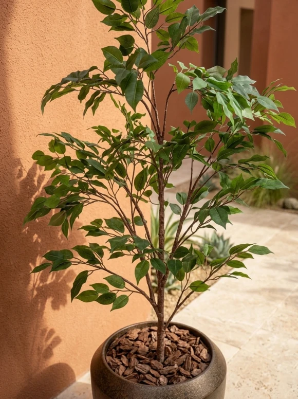 Outdoor Artificial Ficus Tree in Mocha Earle Dumpy Pot - 140cm
