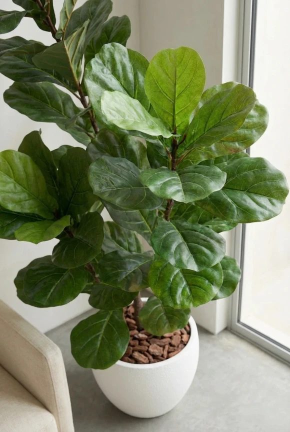 Artificial Fiddle Leaf in White Easington Pot - 150cm