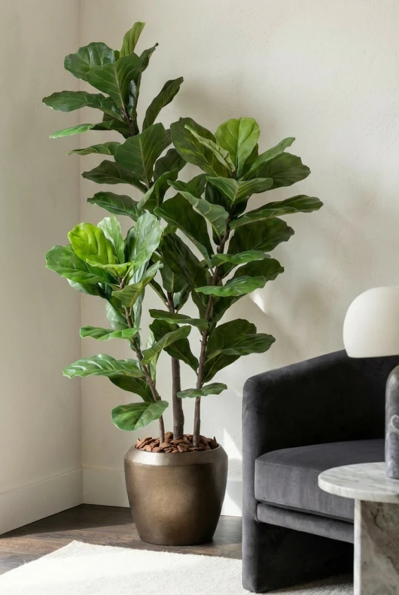 Artificial Fiddle Leaf in Mocha Earle Dumpy Pot - 150cm
