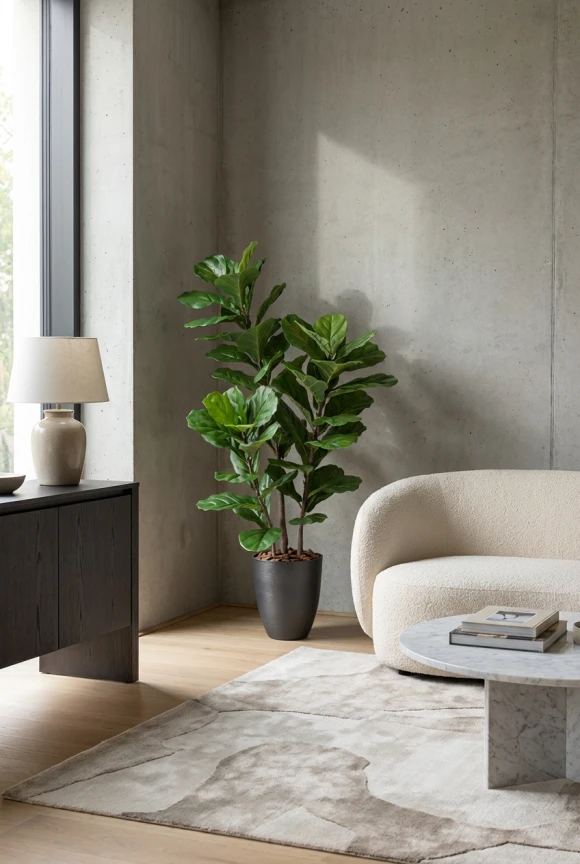 Artificial Fiddle Leaf in Charcoal Buxley Pot - 150cm