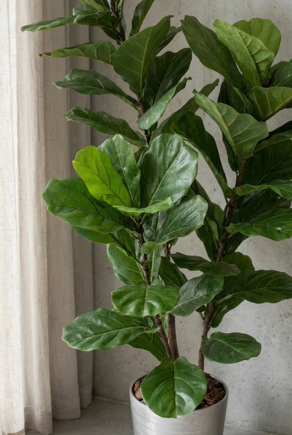 Artificial Fiddle Leaf in Silver Buxley Pot - 150cm