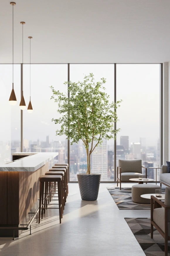 Image of Artificial Oriental Olive Tree on Natural Multi Stems - 300cm