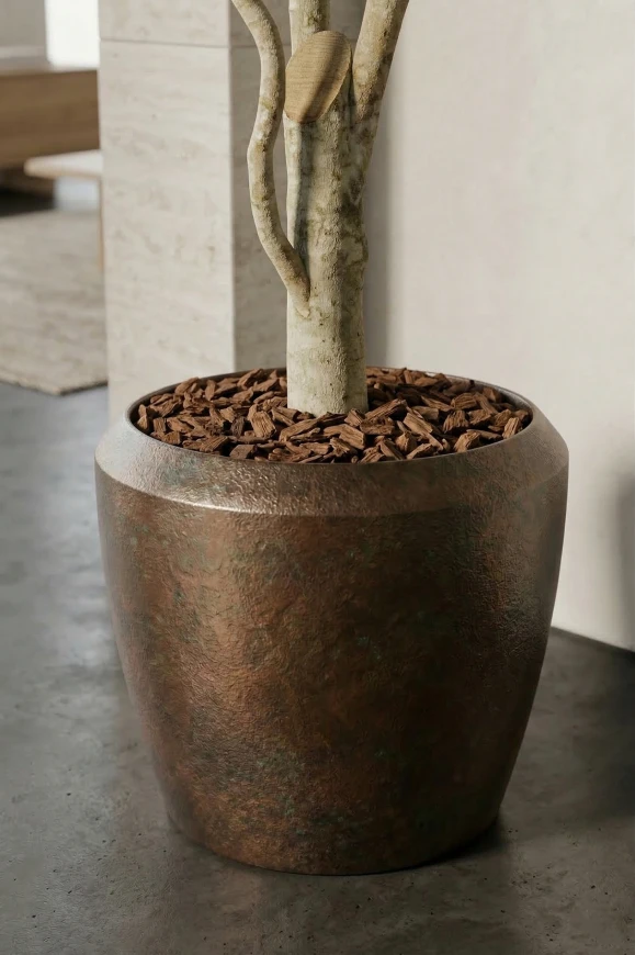 Image of Artificial Ficus Tree in Earle Mocha Dumpy Pot - 270cm