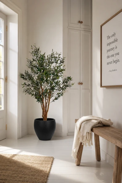 Image of Artificial Olive Tree in Black Easington Pot - 185cm