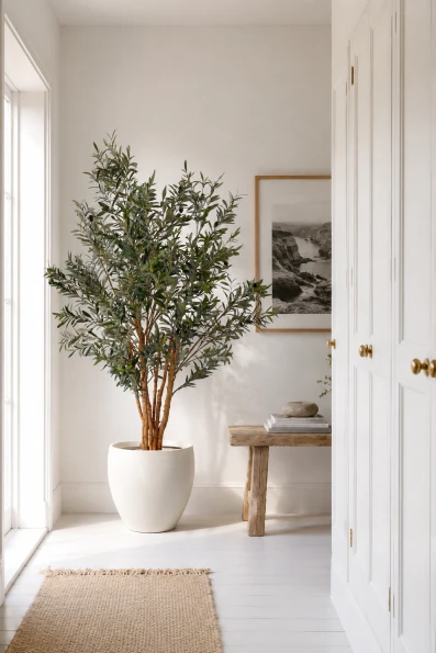 Image of Artificial Olive Tree in White Easington Pot - 185cm