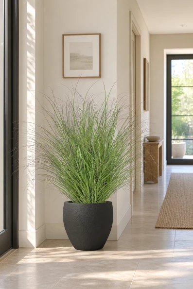 Image of Artificial Grass in Black Easington Pot - 140cm