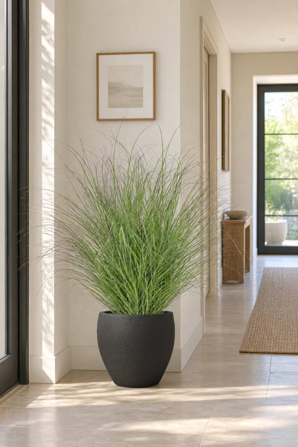 Image of Artificial Grass in Black Easington Pot - 140cm