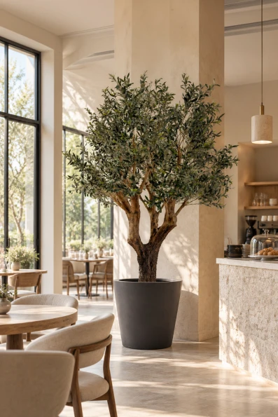 Image of Artificial Olive Tree on Single Natural Trunk - 240cm