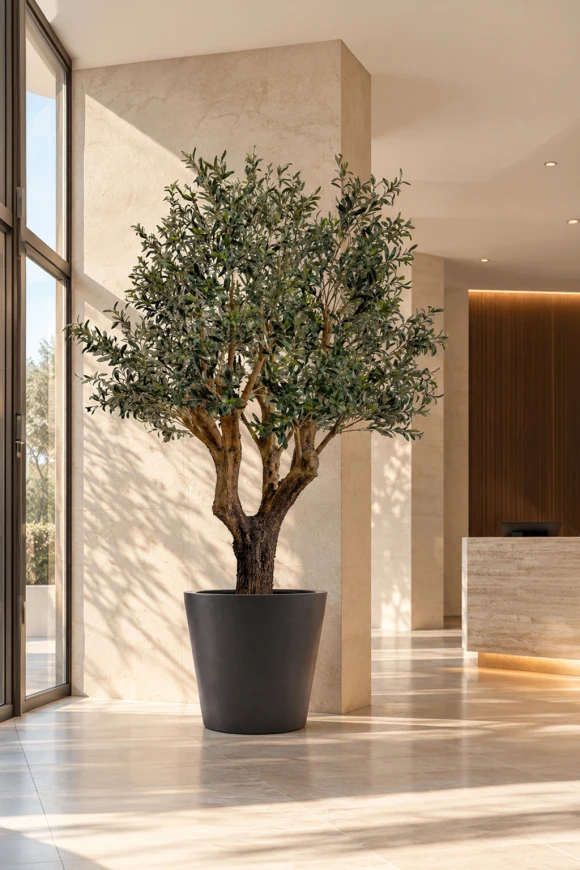 Image of Artificial Olive Tree on Single Natural Trunk - 240cm