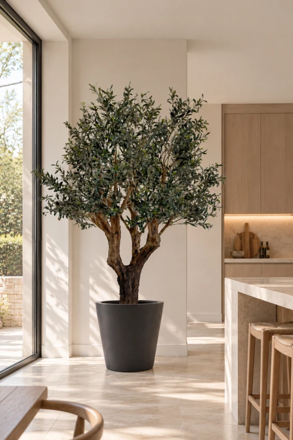 Image of Artificial Olive Tree on Single Natural Trunk - 240cm