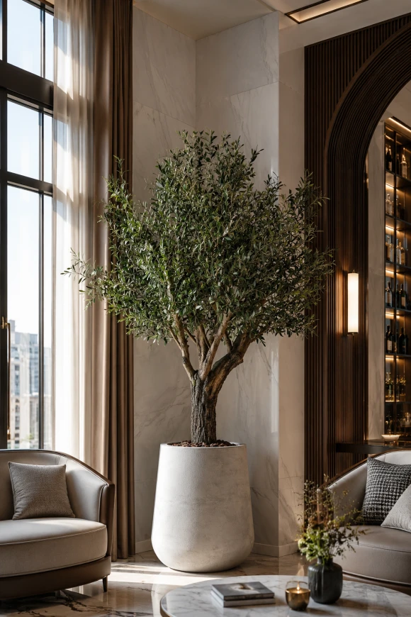 Image of Premium Artificial Olive Tree on Single Natural Trunk - 230cm