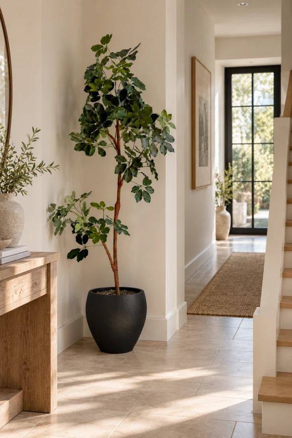 Image of Artificial Schefflera Tree in Black Easington Pot - 210cm