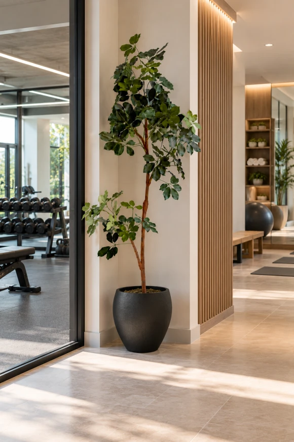 Image of Artificial Schefflera Tree in Black Easington Pot - 210cm