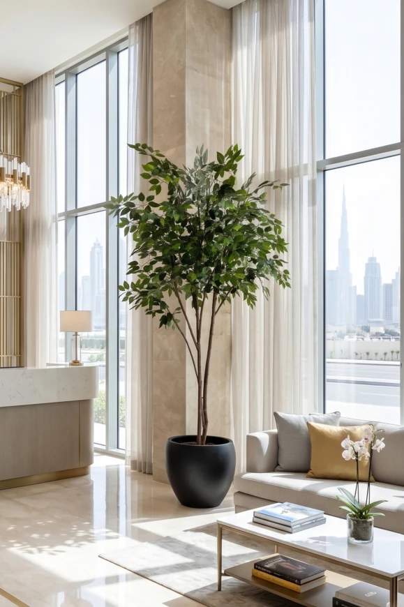 Image of Artificial Ficus Tree in Black Easington Pot - 210cm