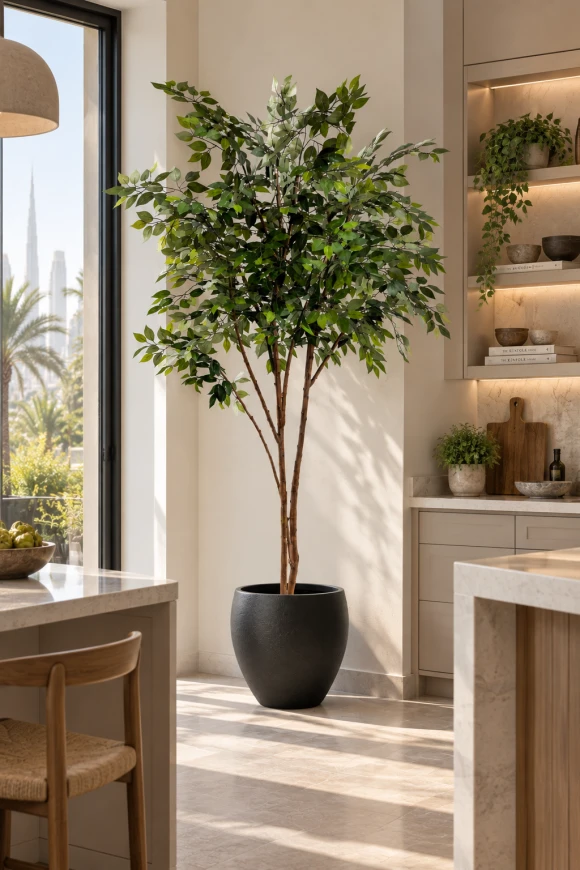 Image of Artificial Ficus Tree in Black Easington Pot - 210cm