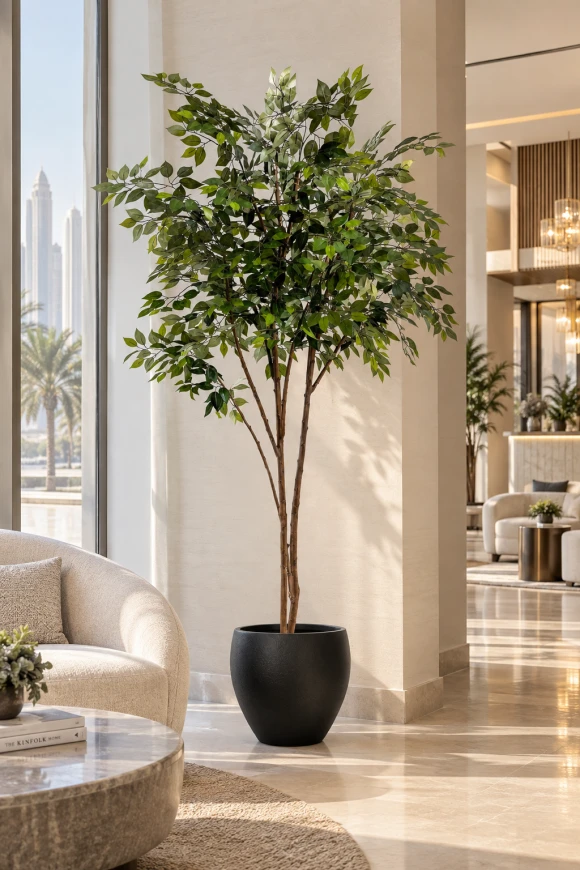 Image of Artificial Ficus Tree in Black Easington Pot - 210cm