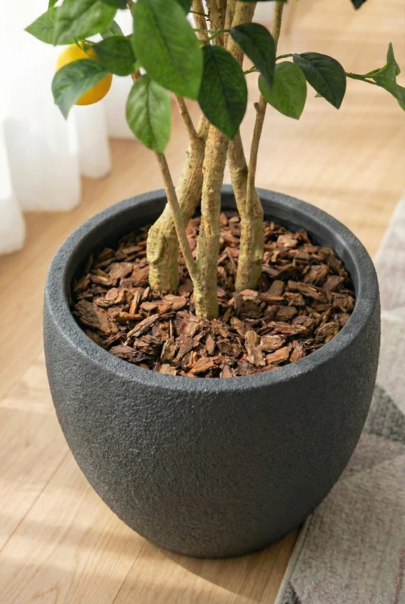 Artificial Lemon Tree in Black Easington Pot - 150cm